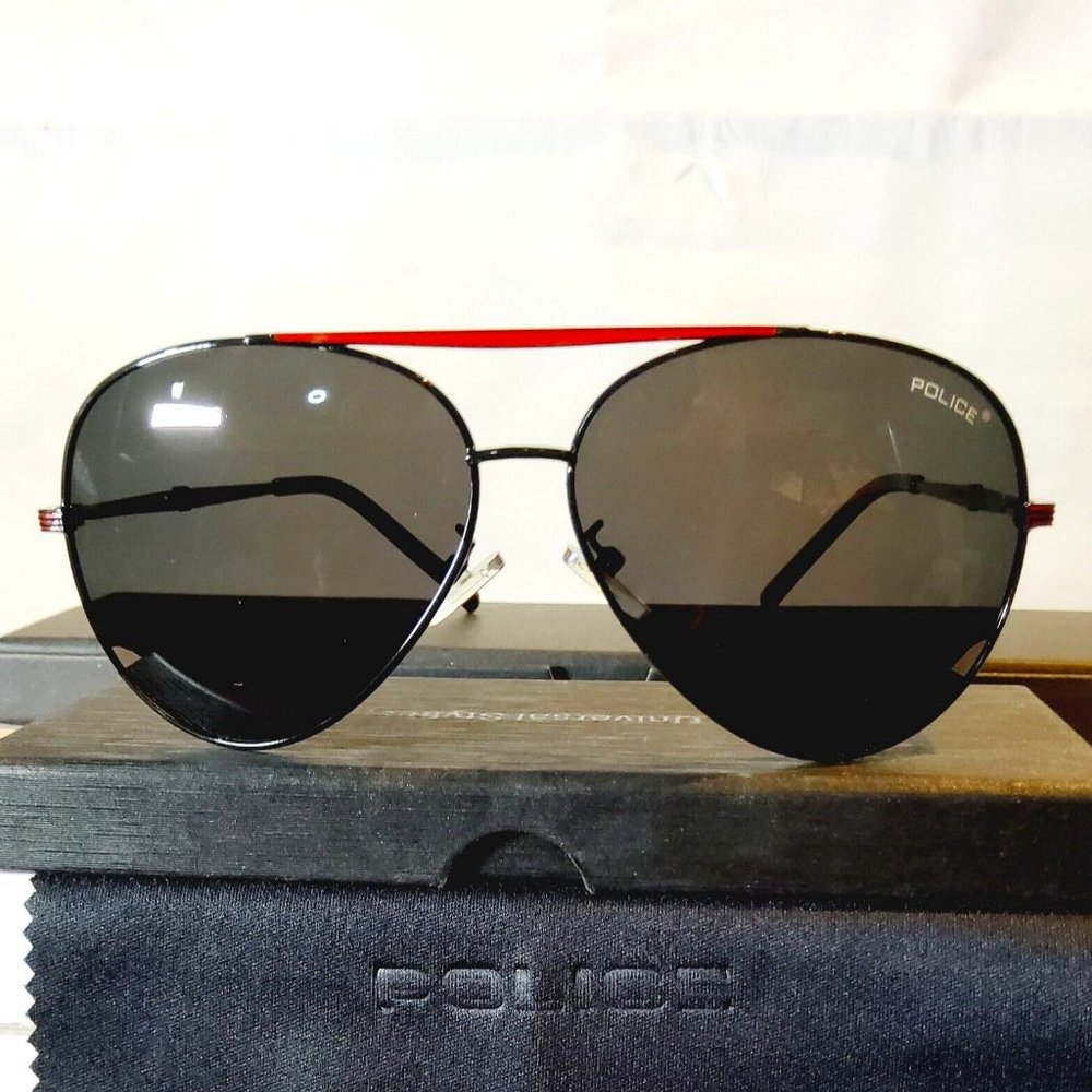 Unisex Aviator Sunglasses 62mm Polarized Black/Red Metal Frame 100%UV 135mm